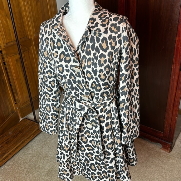 Kate Spade Leopard Belted Trench Coat With Pockets Size Small - Picture 2 of 8
